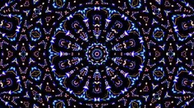 Soyut Kaleydoskop deseni tam renklerle. Sihirli mandala. 4k