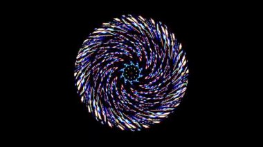 Siyah arkaplanda yanıp sönen çok renkli ışıkların hareketli yuvarlak şekli