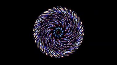 Siyah arkaplanda yanıp sönen çok renkli ışıkların hareketli yuvarlak şekli