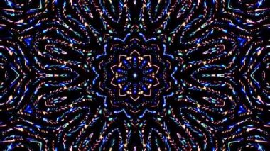 Soyut Kaleydoskop deseni tam renklerle. Sihirli mandala. 4k