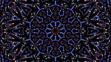 Soyut Kaleydoskop deseni tam renklerle. Sihirli mandala. 4k