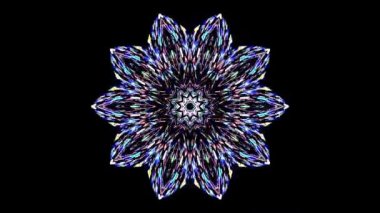 Soyut Kaleydoskop deseni tam renklerle. Sihirli mandala. 4k