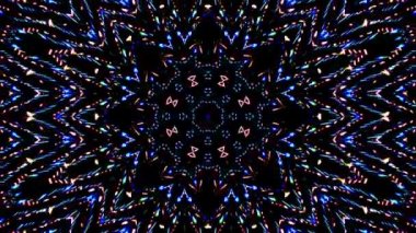Soyut Kaleydoskop deseni tam renklerle. Sihirli mandala. 4k