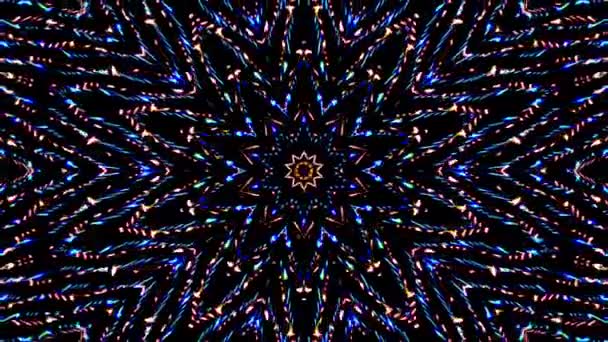 Αφηρημένη Μοτίβο Καλειδοσκόπιο Πλήρη Χρώματα Μαγικό Μαντάλα 4Ια — Αρχείο Βίντεο
