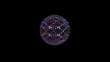 Siyah arkaplanda yanıp sönen çok renkli ışıkların hareketli yuvarlak şekli