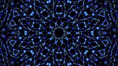 Parlayan güzel soyut bir kaleydoskop, ince hareketleri düzenleyen parlak bir ışık.