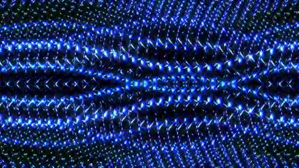 Linee Luminose Brillanti Impostare Moto Onda Blu Colorato Sfondo Nero — Video Stock