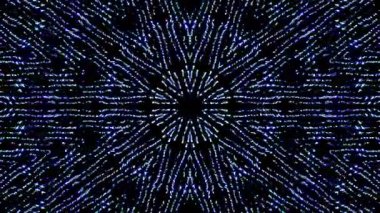 Parlayan güzel soyut bir kaleydoskop, ince hareketleri düzenleyen parlak bir ışık.