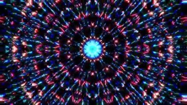 Parlayan güzel soyut bir kaleydoskop, ince hareketleri düzenleyen parlak bir ışık.