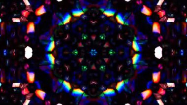 Parlayan güzel soyut bir kaleydoskop, ince hareketleri düzenleyen parlak bir ışık.