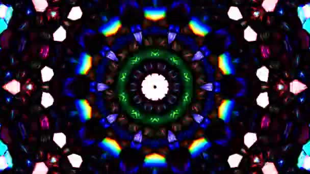 Όμορφο Αφηρημένο Καλειδοσκόπιο Που Λάμπει Ένα Λαμπερό Φως Που Ρυθμίζει — Αρχείο Βίντεο