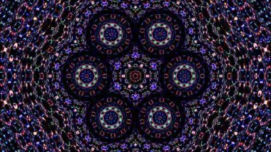 Parlayan güzel soyut bir kaleydoskop, ince hareketleri düzenleyen parlak bir ışık.