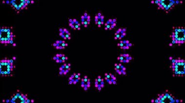 Çember şekilli noktalar dalga hareketi, renkli, siyah arkaplan üzerinde