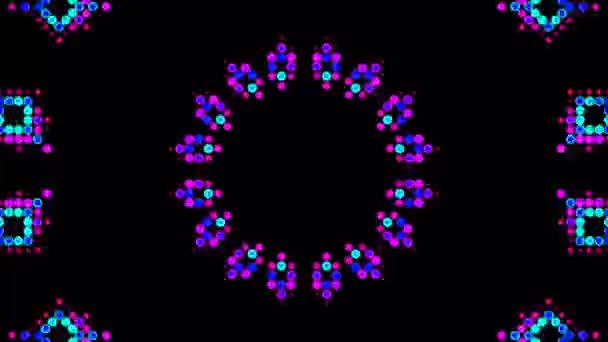 Kreisförmiger Satz Von Punkten Wellenbewegung Bunt Auf Schwarzem Hintergrund — Stockvideo