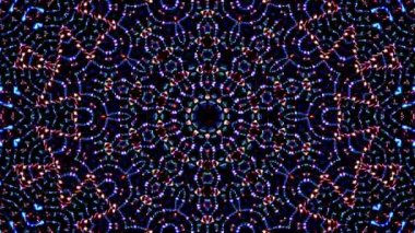 Çember şekilli noktalar dalga hareketi, renkli, siyah arkaplan üzerinde