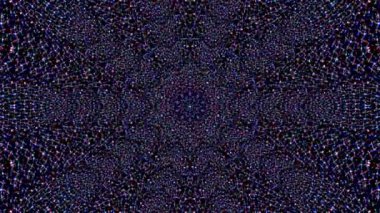 Çember şekilli noktalar dalga hareketi, renkli, siyah arkaplan üzerinde