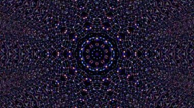 Çember şekilli noktalar dalga hareketi, renkli, siyah arkaplan üzerinde