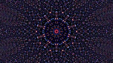 Çember şekilli noktalar dalga hareketi, renkli, siyah arkaplan üzerinde