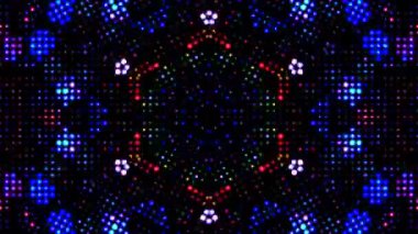 Çember şekilli noktalar dalga hareketi, renkli, siyah arkaplan üzerinde