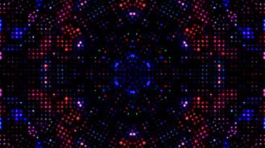 Çember şekilli noktalar dalga hareketi, renkli, siyah arkaplan üzerinde