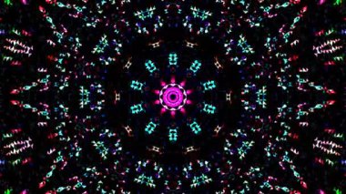 Parlayan güzel soyut bir kaleydoskop, ince hareketleri düzenleyen parlak bir ışık.