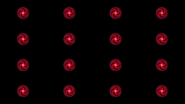 Анімовані Круглі Форми Різнокольорових Миготливих Вогнів Чорному Фоні — стокове відео
