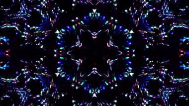 Parlayan güzel soyut bir kaleydoskop, ince hareketleri düzenleyen parlak bir ışık.