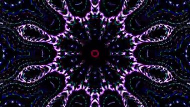 Parlayan güzel soyut bir kaleydoskop, ince hareketleri düzenleyen parlak bir ışık.