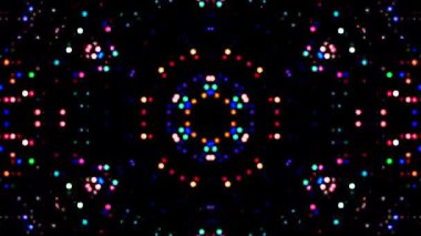 Siyah arkaplanda parlayan ışık noktalarının renkli nokta dalgası