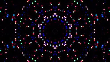 Siyah arkaplanda parlayan ışık noktalarının renkli nokta dalgası