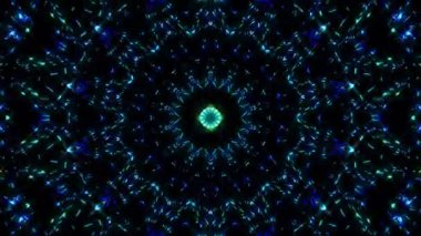 Parlayan güzel soyut bir kaleydoskop, ince hareketleri düzenleyen parlak bir ışık.