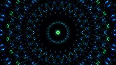 Parlayan güzel soyut bir kaleydoskop, ince hareketleri düzenleyen parlak bir ışık.