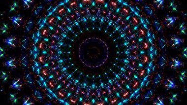 Parlayan güzel soyut bir kaleydoskop, ince hareketleri düzenleyen parlak bir ışık.