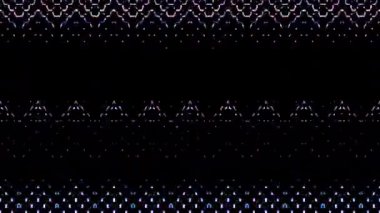 Çizgili dalgalar, arka planda parlayan renkli noktalar.