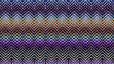 Çizgili dalgalar, arka planda parlayan renkli noktalar.