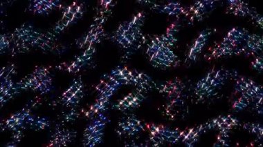 Soyut parlak çizgiler dalga oluşturur, renkli, siyah arkaplan