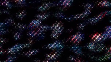 Soyut parlak çizgiler dalga oluşturur, renkli, siyah arkaplan