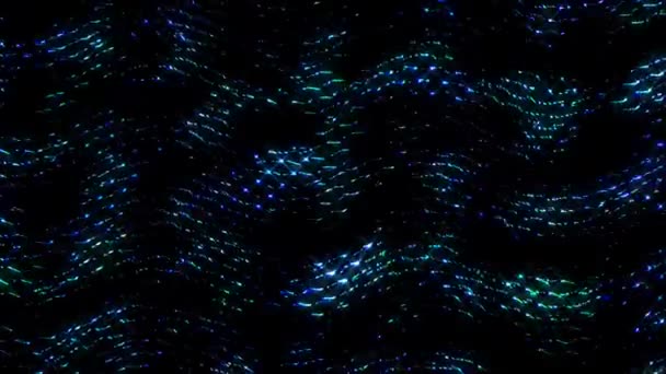 Abstract Shining Bright Lines Set Wave Colorful Black Background — ストック動画