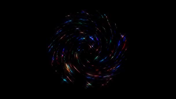 Abstract Lines Colorful Light Shining Shape Center Black Background — ストック動画