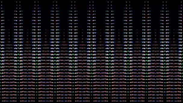 Leuchtende Helle Linien Setzen Wellenbewegungen Gang Farbe Voll Auf Schwarzem — Stockvideo