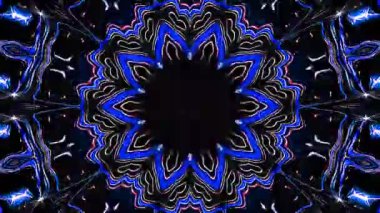 soyut çizgiler, merkezde parlayan renkli ışık, siyah arkaplan