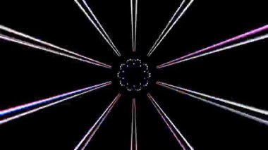 Soyut arka plan hareket eden çizgiler ve parlayan ışık noktaları. Çemberlerle canlandırma