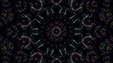 abstract lines colorfull light shining round shape in center, black background