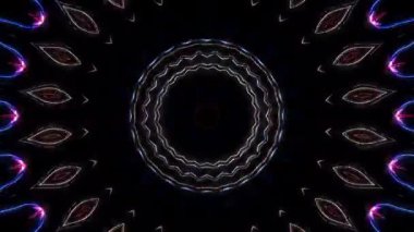 soyut çizgiler, merkezde parlayan renkli ışık, siyah arkaplan