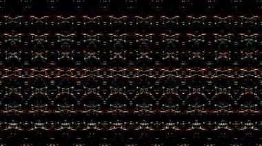 Parlak çizgiler dalga noktalarını hareket ettirir, renkli, siyah arkaplan üzerinde