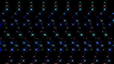 Parlak çizgiler dalga noktalarını hareket ettirir, renkli, siyah arkaplan üzerinde