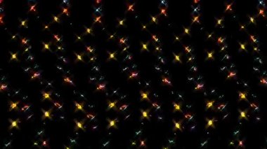 Parlak çizgiler dalga noktalarını hareket ettirir, renkli, siyah arkaplan üzerinde