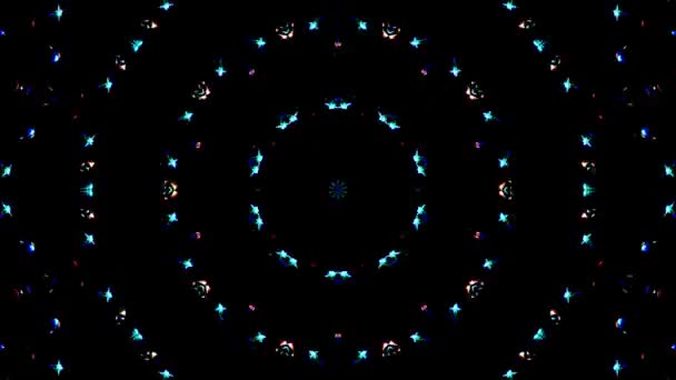 elvont vonalak kör alakú alkotó pontok ragyogó színes villogó fények, fekete háttér