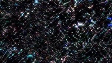 Parlak çizgiler dalga noktalarını hareket ettirir, renkli, siyah arkaplan üzerinde