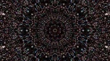 Soyut çizgiler daire şeklinde parlayan renkli ışıkların noktalarını oluşturur, siyah arkaplan